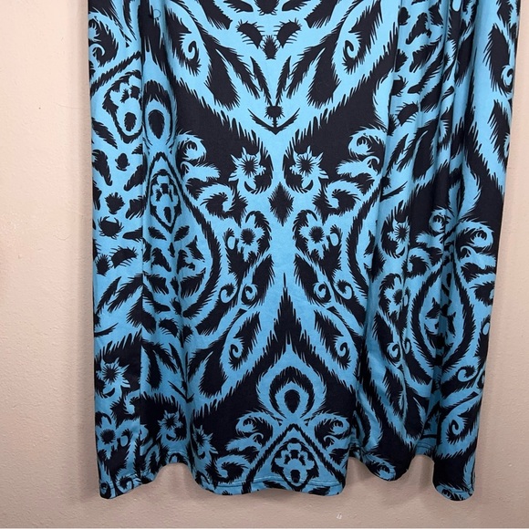 XXL Jamby Style Blue Black Maxi Skirt Geometric Boho Bohemian Tribal Stretch - Picture 7 of 14